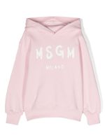 MSGM Kids hoodie en coton à logo imprimé - Rose - thumbnail