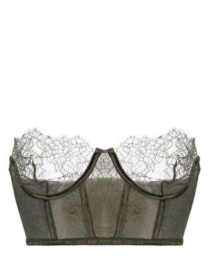 Maison Close haut bustier bordé de dentelle - Vert