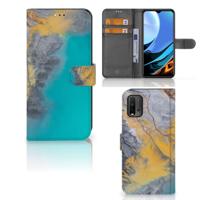 Xiaomi Redmi 9T | Poco M3 | Bookcase | Marble Blue Gold Xiaomi Redmi 9T | Poco M3 | Bookcase | Marble Blue Gold