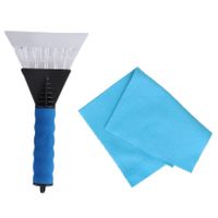 Autoramen IJskrabber soft grip blauw 25 cm met anti-condens doek - thumbnail