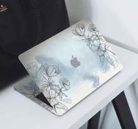 Grijze bloemen tekening laptop sticker