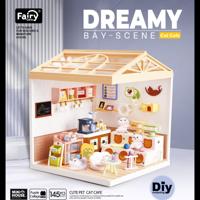Dreamy mini house Katten Café cat cafe met ledlamp DIY Modelbouw Knutselen Dreamy mini house Katten Café cat cafe met ledlamp DIY Modelbouw Knutselen