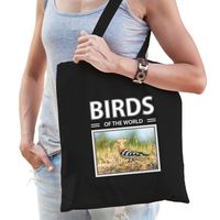 Hop vogel tasje zwart volwassenen en kinderen - birds of the world kado boodschappen tas