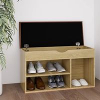 VidaXL Schoenenbank met kussen 80x30x47 cm bewerkt hout sonoma eiken