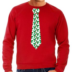 Stropdas Kersttrui/kerst sweater mistletoe rood voor heren