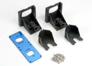 Motor mounting bracket/ gear cover (2)/ motor plate, t6 aluminum (1)/ 3x10 rm (8)/ 3x10cs (4) this part replaces part #1521