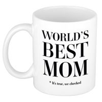 Worlds best mom cadeau koffiemok / theebeker wit 330 ml - Cadeau mokken / Moederdag   -