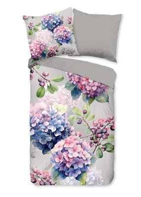 Good Morning Dekbedovertrek "hortensia bloemen" - Grijs - (135x200 cm) - Katoen Good Morning Dekbedovertrek "hortensia bloemen" - Grijs - (135x200 cm) - Katoen