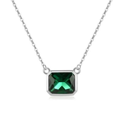 Elenza Smaragd CZ Ketting in 925 Zilver