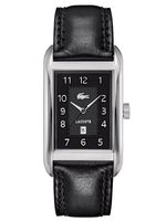 Lacoste horlogeband 2010603 / LC-57-1-14-2293 Leder Zwart 22mm + zwart stiksel