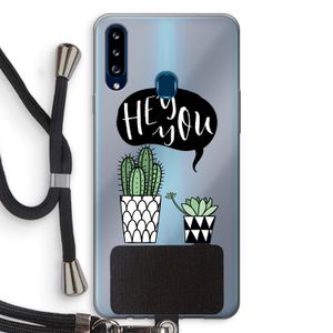 Hey you cactus: Samsung Galaxy A20s Transparant Hoesje met koord