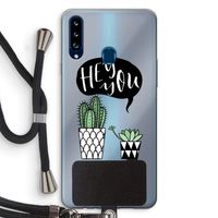 Hey you cactus: Samsung Galaxy A20s Transparant Hoesje met koord Hey you cactus: Samsung Galaxy A20s Transparant Hoesje met koord