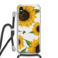 Sunflower and bees: iPhone XS Transparant Hoesje met koord