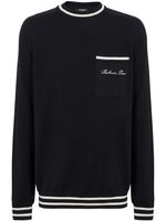 Balmain logo-embroidered merino wool jumper - Noir