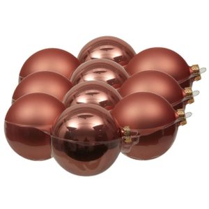 12x stuks glazen kerstballen koraal roze 10 cm mat/glans