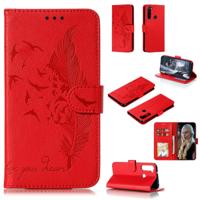 Voor Xiaomi Redmi Note 8 Feather patroon Litchi textuur horizontale Flip lederen draagtas met houder & portemonnee & kaartsleuven (rood)