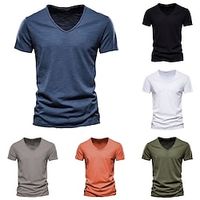 Voor heren T-shirt Vochtafvoerende overhemden Effen V-hals Casual Korte mouw Kleding Sport Basic Casual Comfortabel Lightinthebox