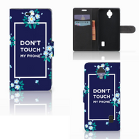 Huawei Y635 Portemonnee Hoesje Flowers Blue DTMP - thumbnail