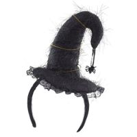 Funny Fashion Halloween heksenhoed - mini hoedje op diadeem - one size - zwart - meisjes/dames   -