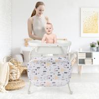 4 in 1 Opvouwbare Wiegtafel met Badkuip Draagbare Wiegkommode met Wiegmatras Wit