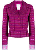 CHANEL Pre-Owned blazer en tweed à taille ceinturée - Rose - thumbnail