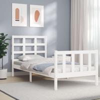Bedframe zonder matras massief grenenhout wit 90x190 cm
