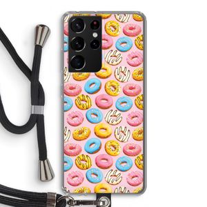 Pink donuts: Samsung Galaxy S21 Ultra Transparant Hoesje met koord