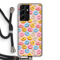 Pink donuts: Samsung Galaxy S21 Ultra Transparant Hoesje met koord