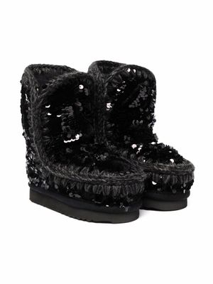 Mou Kids bottines Eskimo à sequins - Noir