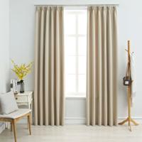 VidaXL Gordijnen verduisterend met haken 2 st 140x175 cm beige