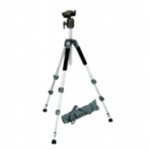 Walimex WAL-6702 + Kopf FT-00 Tripod 1/4 inch, 3/8 inch Werkhoogte: 60 - 156 cm Zilver Incl. tas, Kogelkop