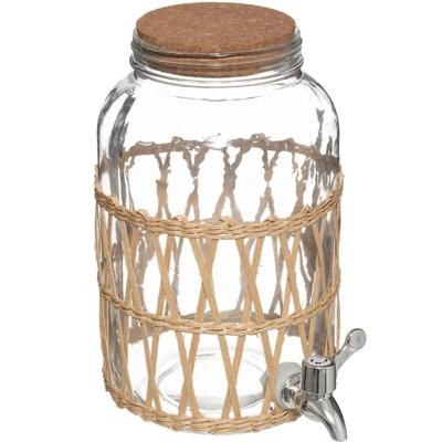 5Five Drank dispenser - 3,3 liter - met metalen kraantje en kurk deksel