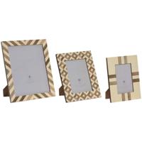 Fotolijsten Home ESPRIT Wit Natuurlijk Hars Bot Modern (3 Stuks)