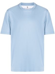 Brunello Cucinelli t-shirt en lin mélangé à col rond - Bleu