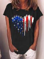 Women's Independence Day Love Dog Paws Blue White Red Graphic Printing 4th Of July Cotton-Blend Casual Loose T-Shirt - thumbnail
