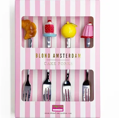 Blond Amsterdam cakevorkjes metaal multi 4 stuks