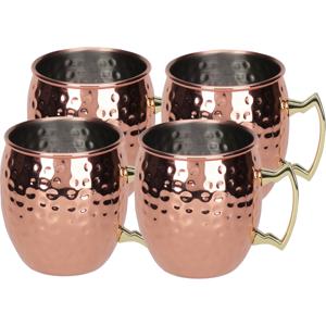 Moscow Mule bekers - 4x - RVS - koperkleurig - 500 ml - cocktailglazen