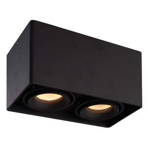 Dimbare LED opbouw plafondspot Esto Zwart 2 lichts/dubbel kantelbaar incl. 2x GU10 spot 5W 2700K