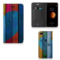 Apple iPhone 7 Plus | 8 Plus Book | Wallet Case | Wood Heart - Cadeau voor je Vriend