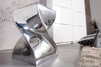 Sculpturale bijzettafel TWIST 30cm zilver gepolijst aluminium kruk modern design - 30220 - thumbnail