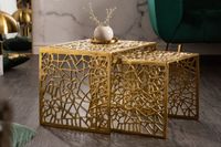 Handgemaakte salontafel ABSTRACT 50cm set van 2 goud in Gap-design - 40899