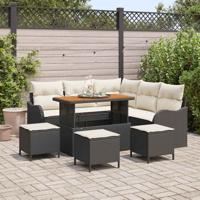 Tuinbankenset met kussen 9 pcs Zwart poly rattan