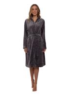 Grijze damesbadjas met rits - stippen reliëf - 100% fleece-(40-42) M
