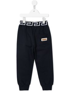 Versace Kids pantalon de jogging à patch logo - Bleu