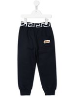 Versace Kids pantalon de jogging à patch logo - Bleu