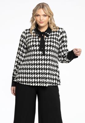 Yoek Tuniek met strik PIED DE POULE | Zwart | Maat 42/44