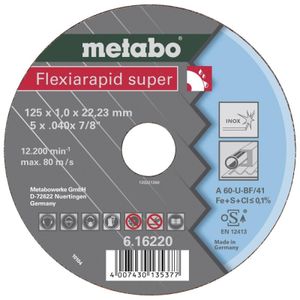 Metabo Accessoires Doorslijpschijf | FLEXIARAPID SUPER | Ø 125x1x22,23 mm | INOX | TF 41 - 25 stuks - 616220000