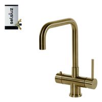 Selsiuz Inox kokend water kraan met combi extra boiler en U-uitloopkraan gold - thumbnail