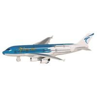 Speelgoed passagiers vliegtuig - blauw/wit - 19 cm - pull-back