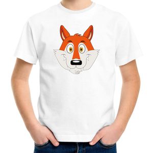 Cartoon vos t-shirt wit voor jongens en meisjes - Cartoon dieren t-shirts kinderen